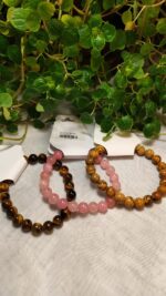 Pulseira Esfera Standart 6 ou 8mm: Olho de Tigre, Quartzo Rosa, Quartzo Verde, Jaspe Madeira, Hematita, Cornalina, Onix.